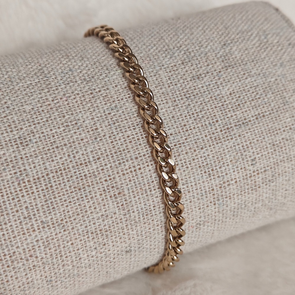 Unisex Women Bracelet Curb Chain‎ Cuban Link Gold Tone Link Adjustable Clasp